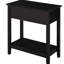 Table d'appoint de salon, table basse foncée, rangement rabattable avec armoire et tablette inférieure, table de bout de style rétro de style élégant et chambre d'étudiant