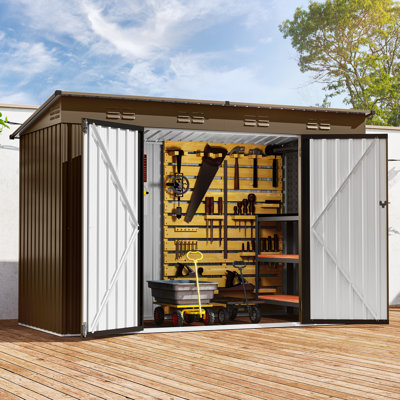 9.1 ft. W x 4.2 ft. D Metal Lean-To Storage Shed