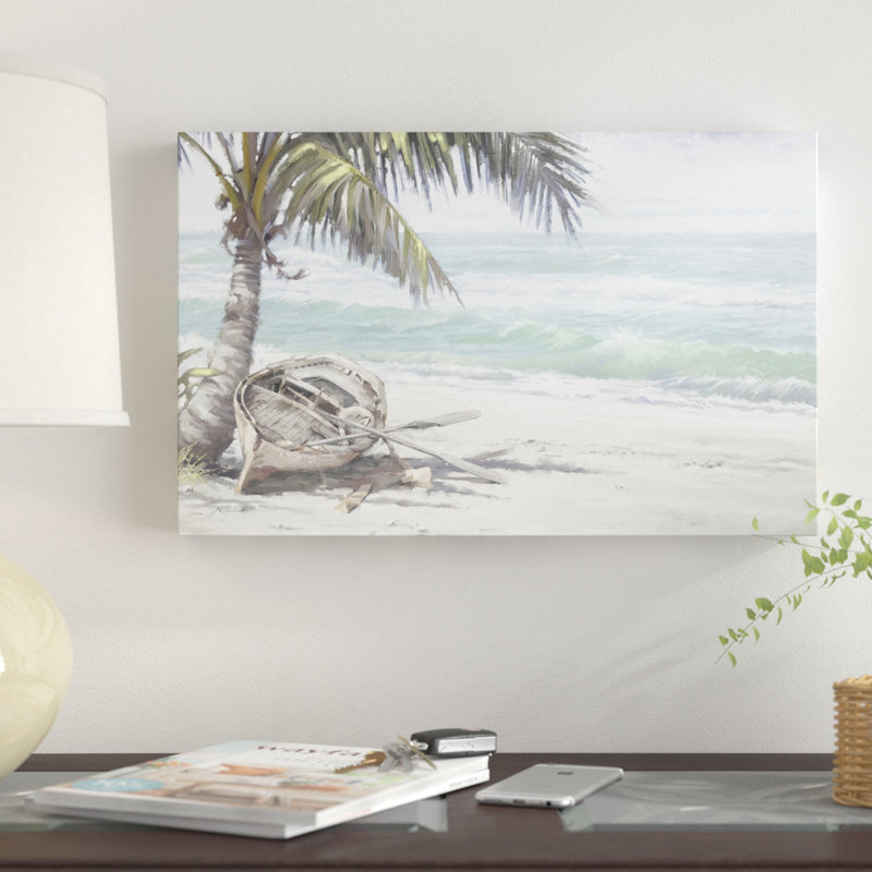 « bateau on beach », impression, H 16 po x l 24 po x p 2 po, Toile tendue