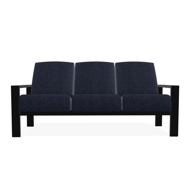 Canapé trois places à coussins profonds Larssen, Spectre indigo Sunbrella®, Noir