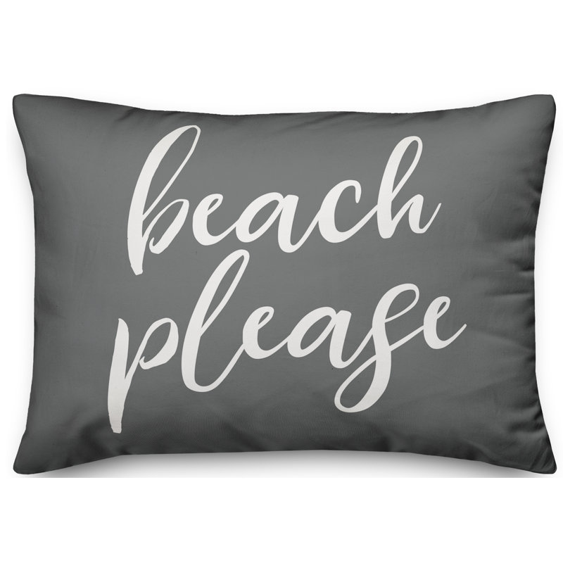 Textual Outdoor Throw Pillow, Dark Gray/White