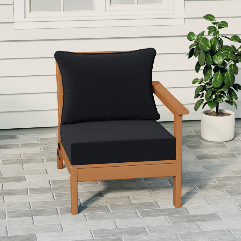 Deep Seating Right Arm Chair With Cushions, Black, Teak