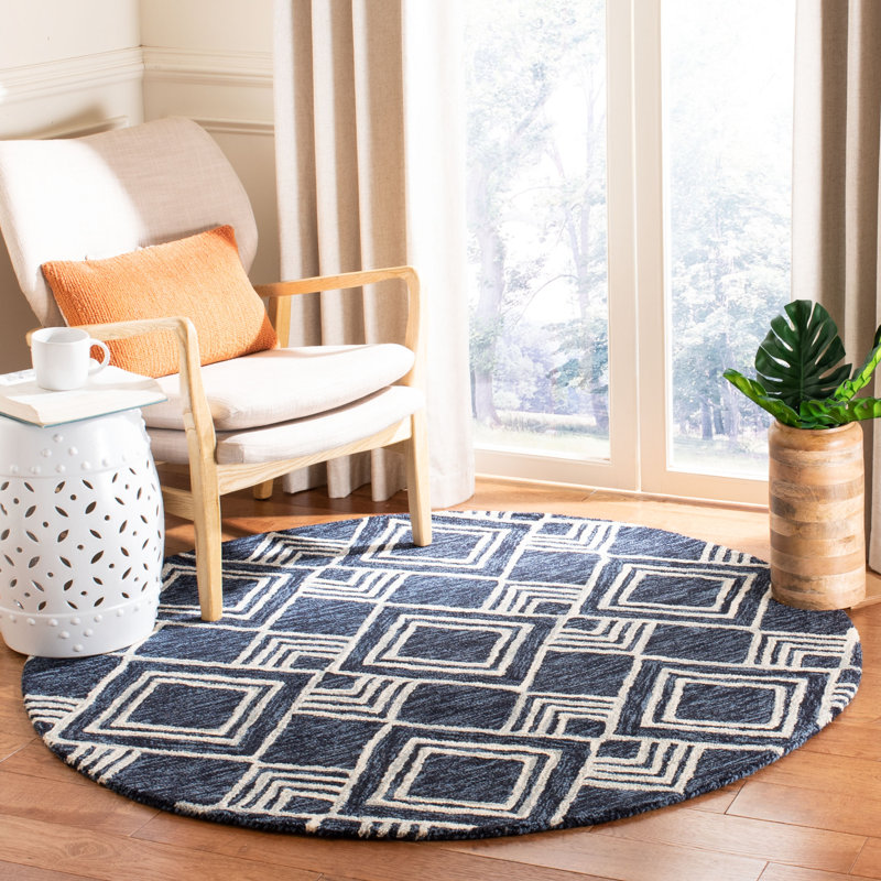 Vedika Hand Tufted Wool Geometric Rug, Round 5'