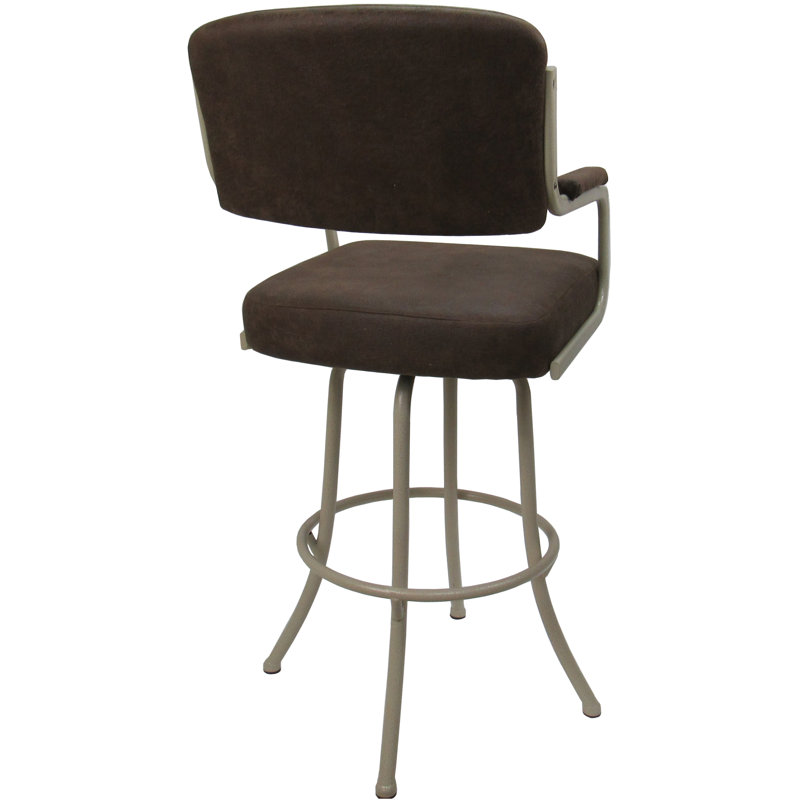 Tabouret de bar Joshua, Mélange de polyester brun / cadre beige, Bar Stool (30" Seat Height), Beige