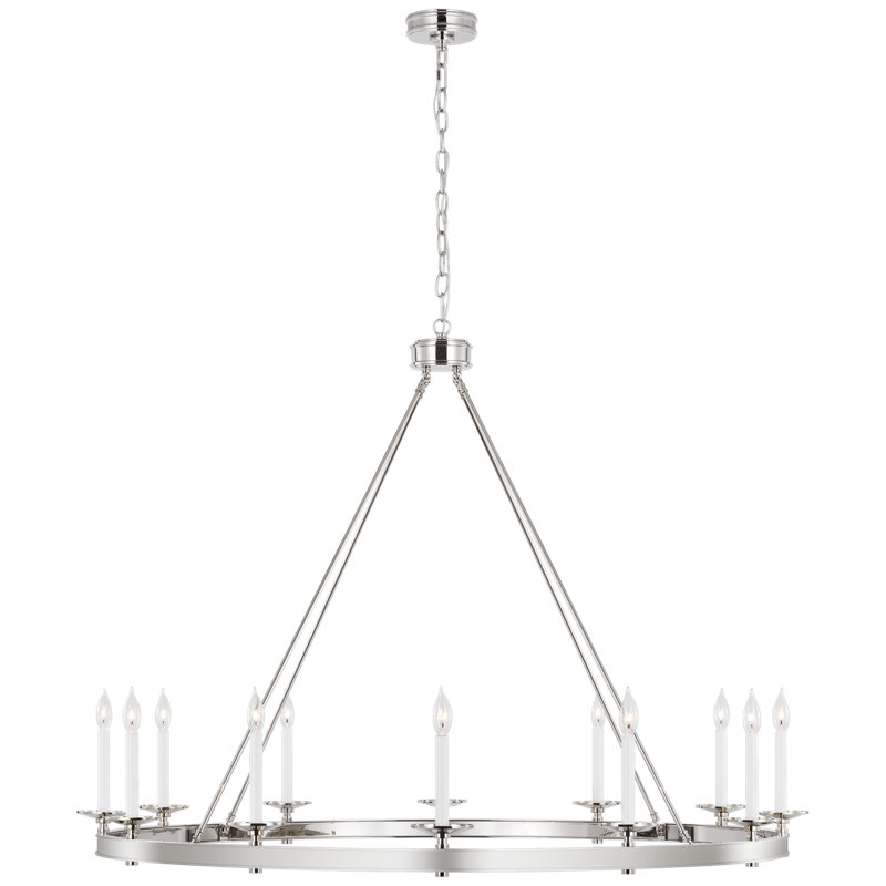 Launceton 12 - Light Chandelier, Polished Nickel, 38.25" H x 53.25" W x 53.25" D