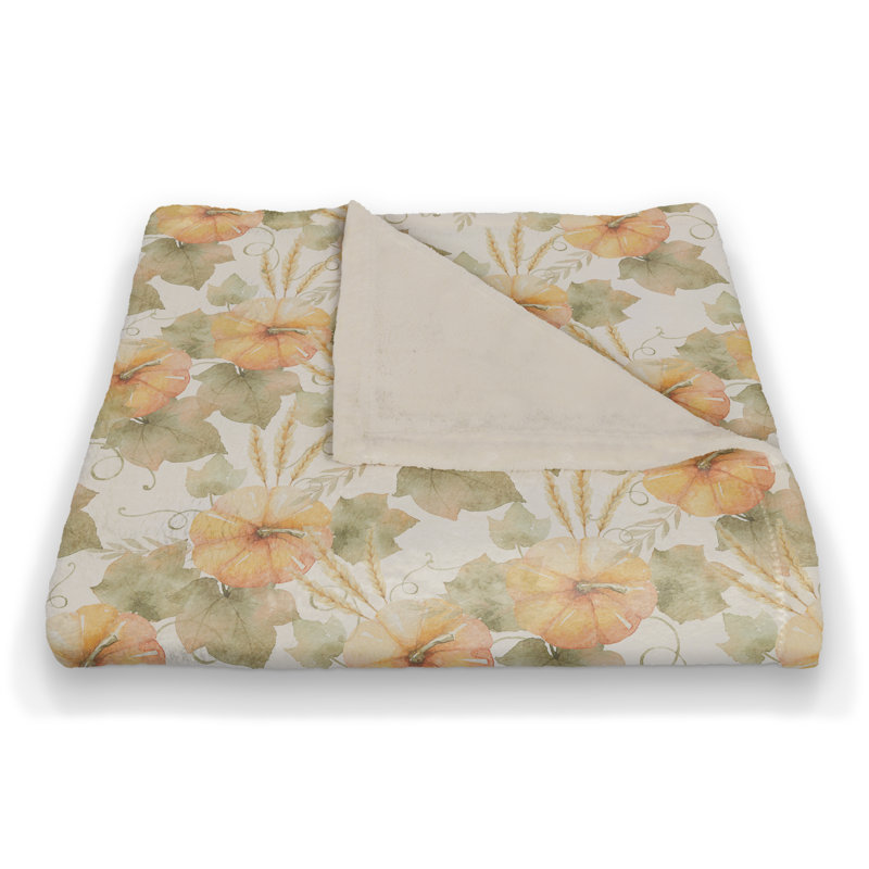 Watercolor Pumpkin Fleece Throw Blanket, 50" x 60", Machine Washable