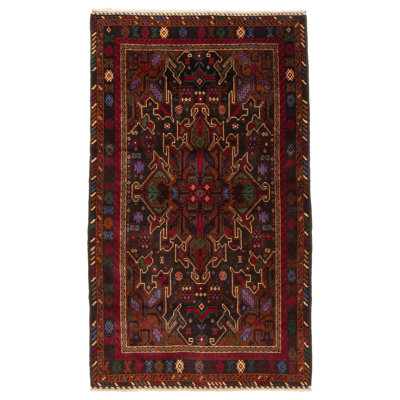 Tapis noir Teimani 2 pi 9 po x 4 pi 8 po