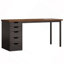 Bureau d'ordinateur 47 po avec 5 tiroirs et armoire réversible, bureau rustique brun et noir avec rangement, table d'écriture moderne pour petits espaces