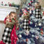 Paquet de 6 bas de Noël, 18 pouces de bas blanc à carreaux Buffalo noir avec manchette en fausse fourrure, décorations de Noël pour manteau de cheminée-1261500417