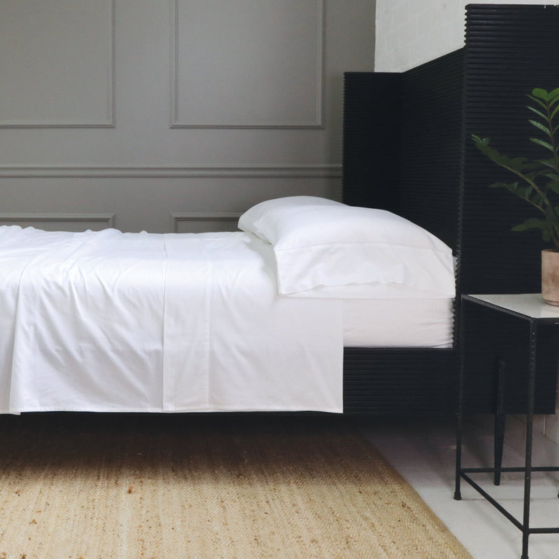 Classico Hemstitch 100% Cotton Sateen Sheet Set, King Sheet Set + 2 Pillowcases, White