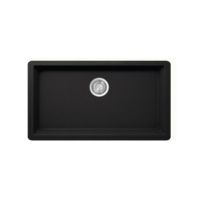 32-1/2 Large Single Bowl Undermount Crystagranite Sink Black