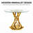 47.2" Modern Round Glass Dining Table, Tempered Glass Table with Gloss Stainless Legs-1312266918-1312266912