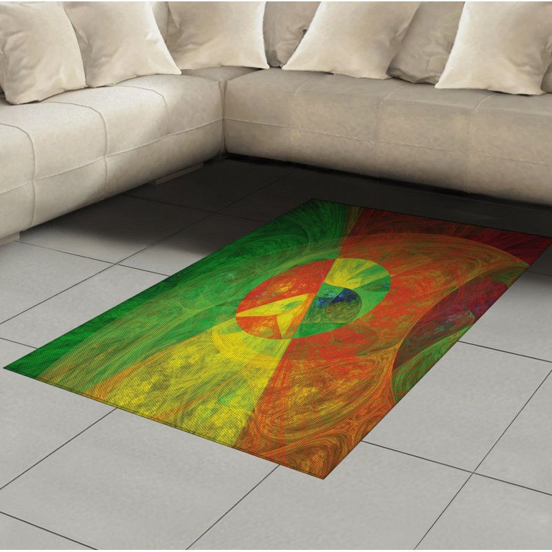 Psychedelic High Density Long Fiber Poly Threads Decorative Area Rug Carpet, Rectangle 4' x 5'8"