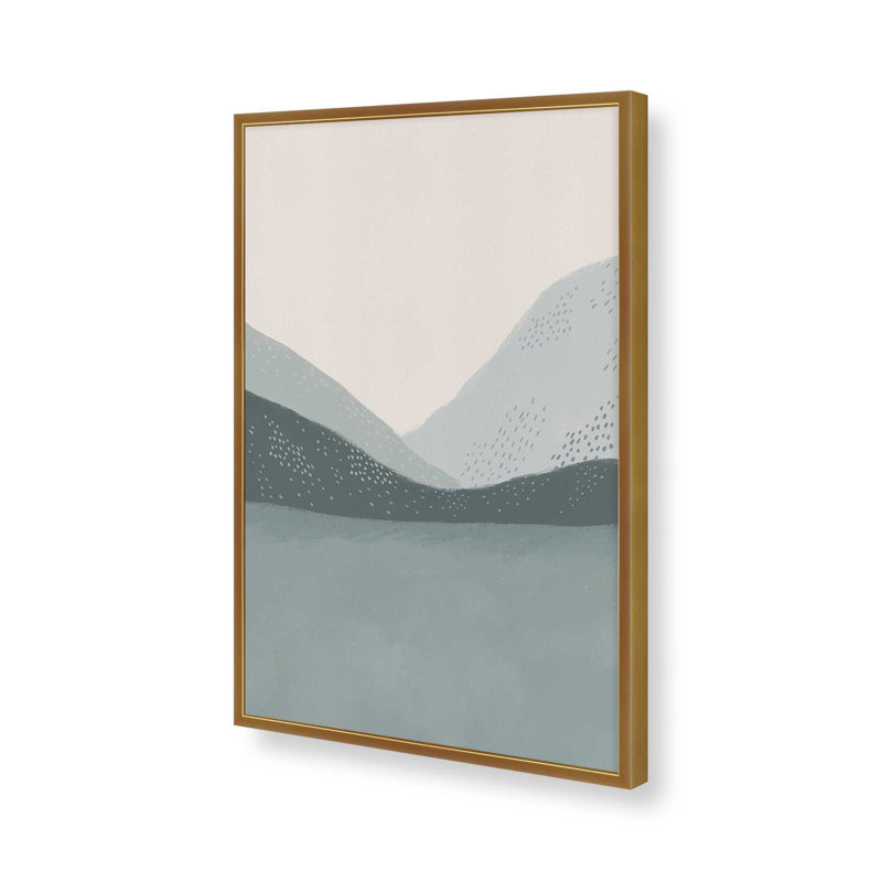 Impression sur toile, "Minimal Patterned Mountains 01" par Garima Dhawan, H 32 po x l 24 po, Doré