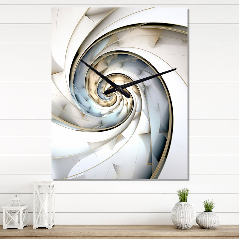 Horloge murale spirale surdimensionnée en bleu clair IV - Fractals, H 28 po x l 12 po x P 1 po