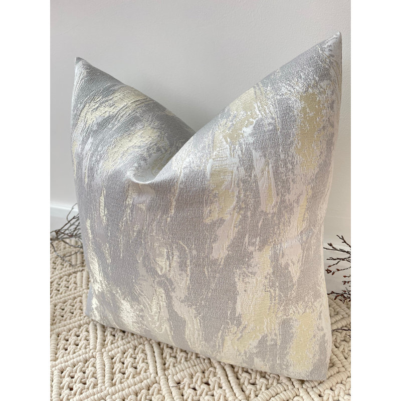 Abstract Square Cushion Cover, Silver/Gold