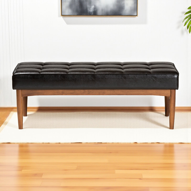 Faux Leather Upholstered Bench, Dark Brown/Brown