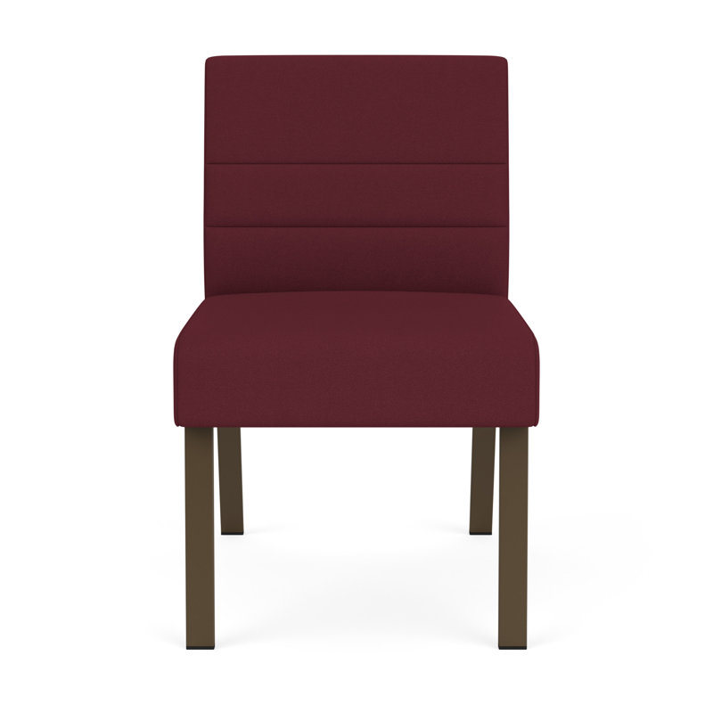 Waterfall Waiting Reception Armless Guest Chair Metal Frame, Bronze, Open House Wine Fabric