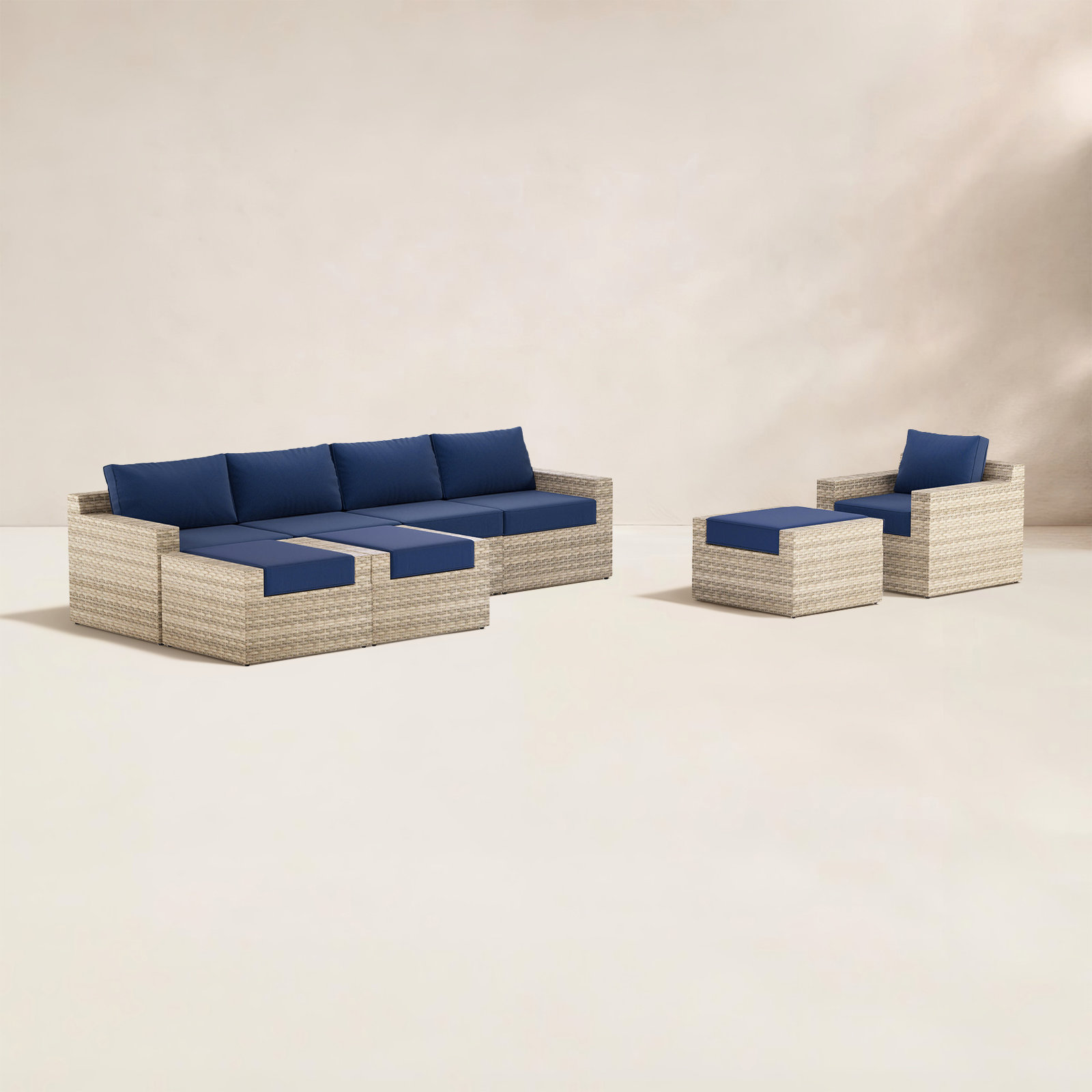 Eastford 121" Patio Sectional, Blue
