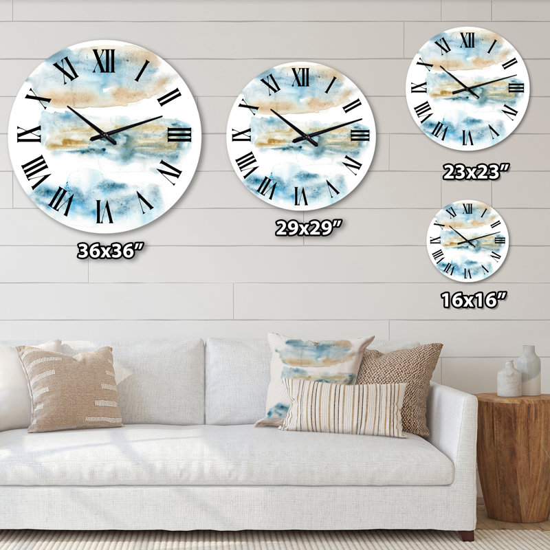 Abstrait de nuages bleu foncé III - horloge murale moderne, Petit