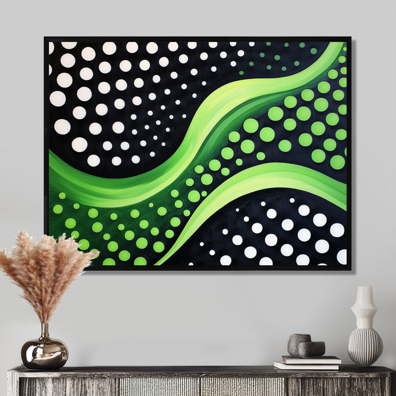 Minimaliste, jeu optique vert et noir I - impression murale minimaliste, H 12 po x l 20 po, Noir