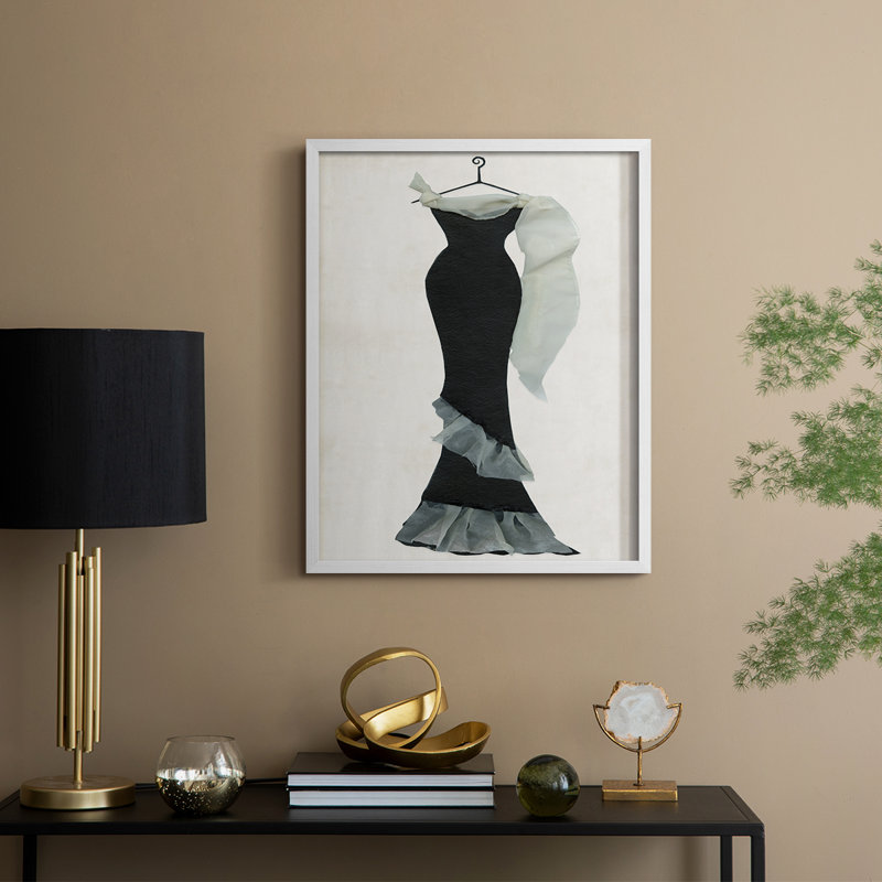 «Black Gown and Tulle II», reproduction encadrée - bois massif, H 11 po x l 9 po, Blanc