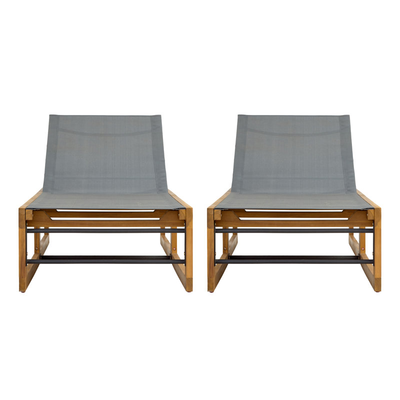 78.75'' Long Reclining Acacia Single Chaise