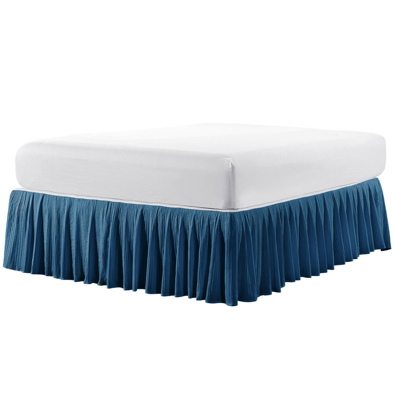 Pleated Bed Skirt, King, Blue