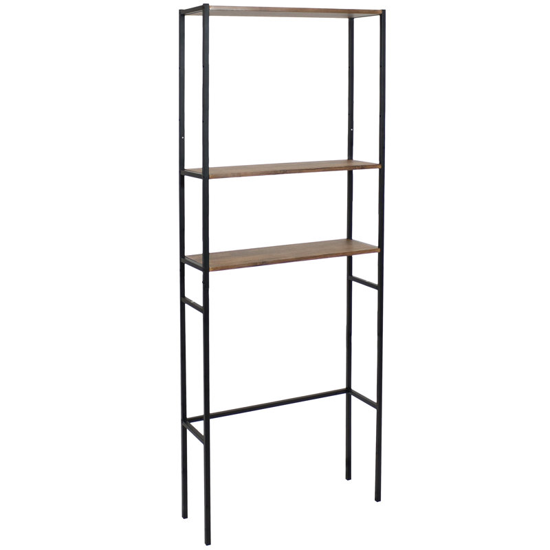 Broadoaks 3-Tier 71" H Industrial-Style Over-the-Toilet Shelf, Teak