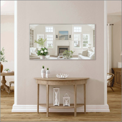 Miroir de salle de bain rectangulaire surdimensionné moderne avec cadre Miroirs muraux décoratifs pour salle de bain Miroir mural vertical ou horizontal avec cadre en aluminium