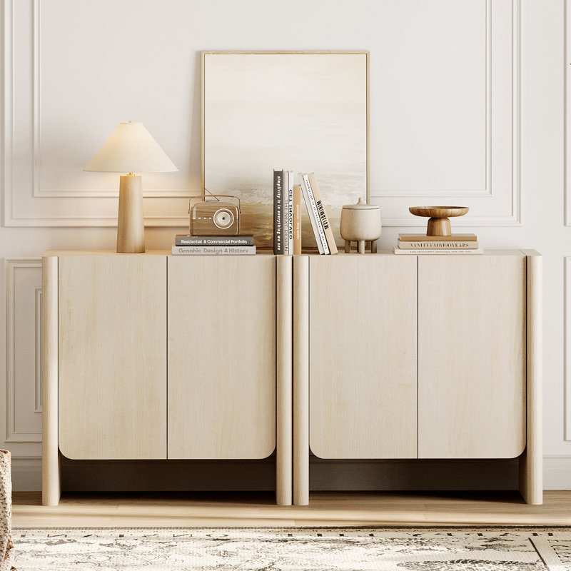Buffet Glorian Modern French 2-in-1, Beige, 31.3" H x 63" W x 15.6"D