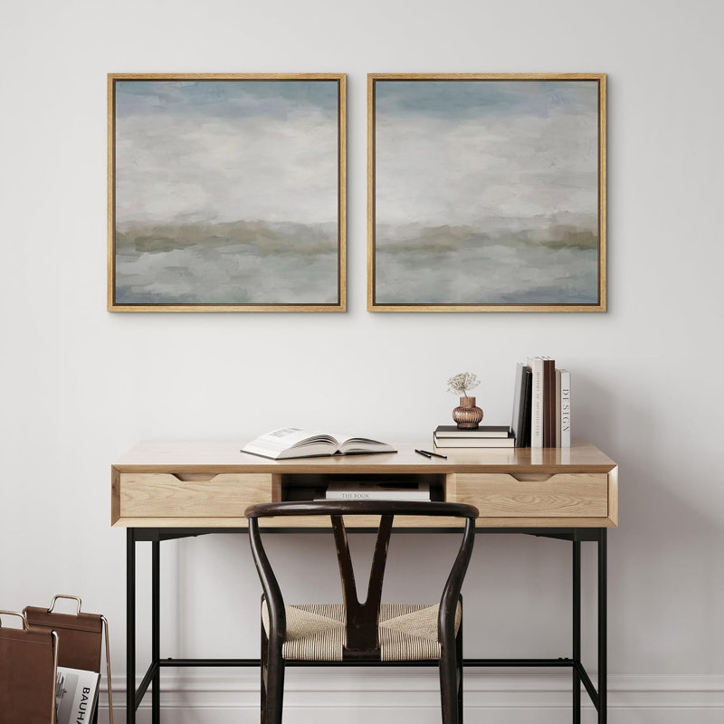 Abstract Landscape " Abstract Landscape Serene Scenery Illustrations Modern Art Minimalist Relax/Calm Decor " 2 - Pieces