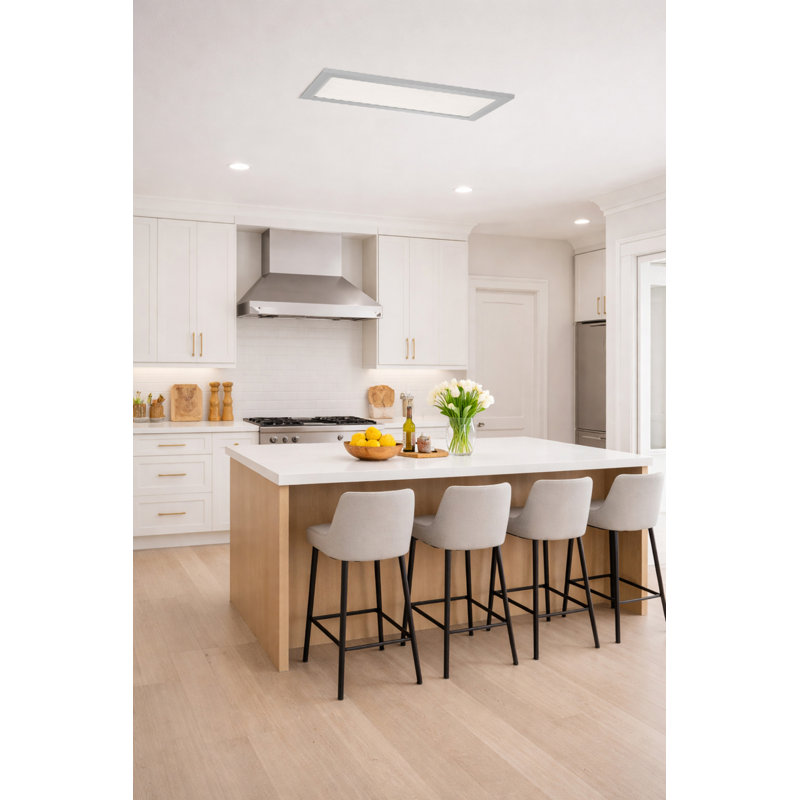 Plafonnier encastré à DEL Lugan - P 12 po x l 24 po - nickel satiné, Satin Nickel, H 1 po x l 24 po x P 12 po