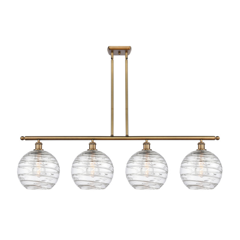 Luminaire suspendu linéaire à 4 lumières pour îlot de cuisine Cindi, DEL, Laiton brossé