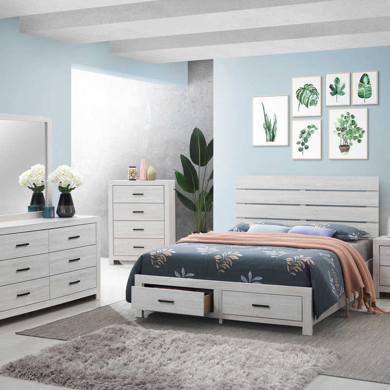 Commode 6 tiroirs Sherwood, Blanc, Blanc