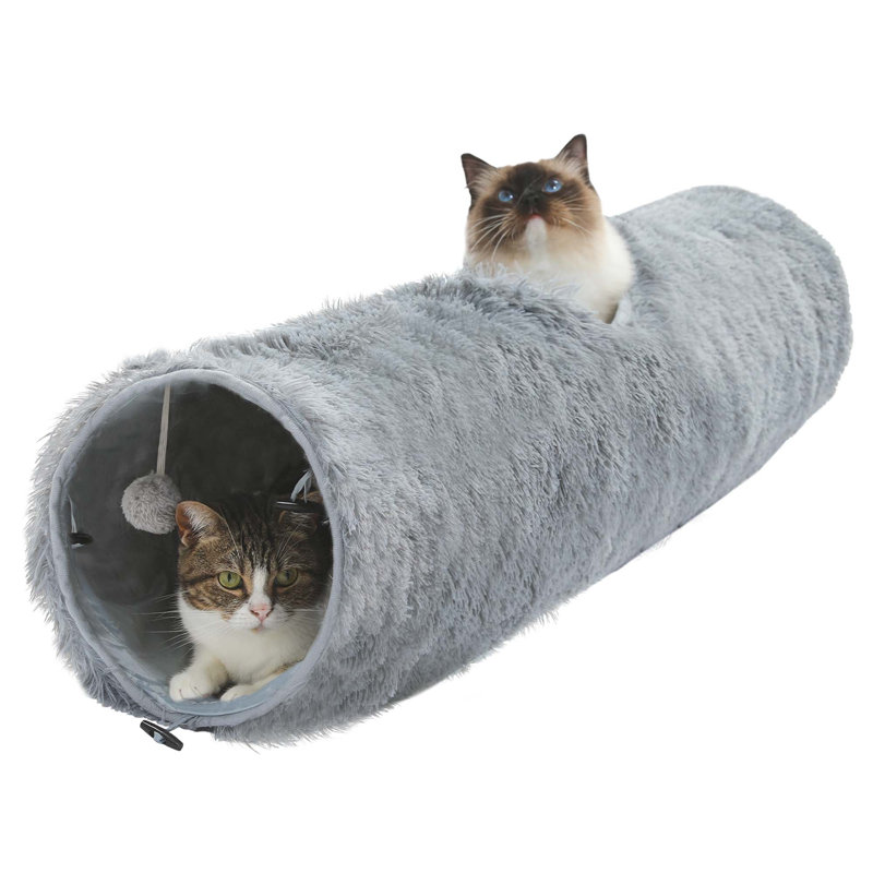 Tunnel pour chat pliable 45 po avec boule suspendue
