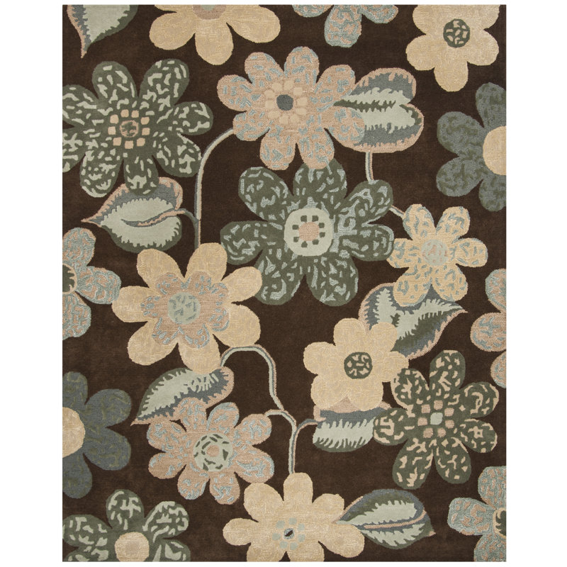 Mccullough Hand Tufted Wool Floral Rug, Rectangle 8' x 10'