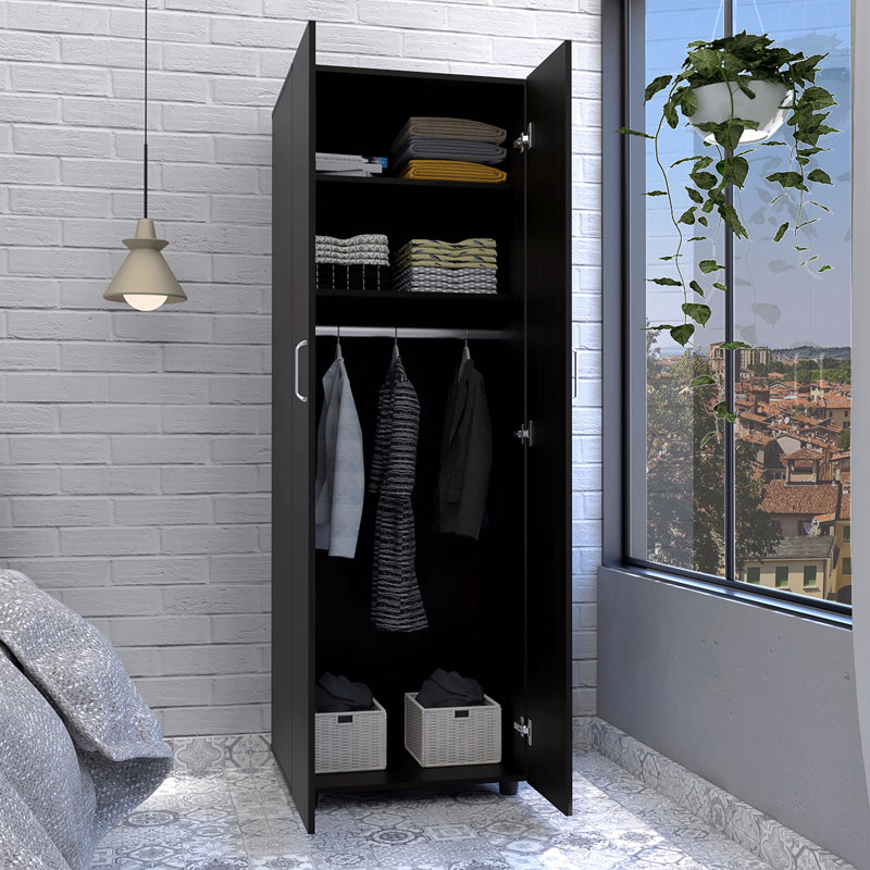 Armoire Armoire H 70,8 ", deux tablettes, tringle, armoire double porte