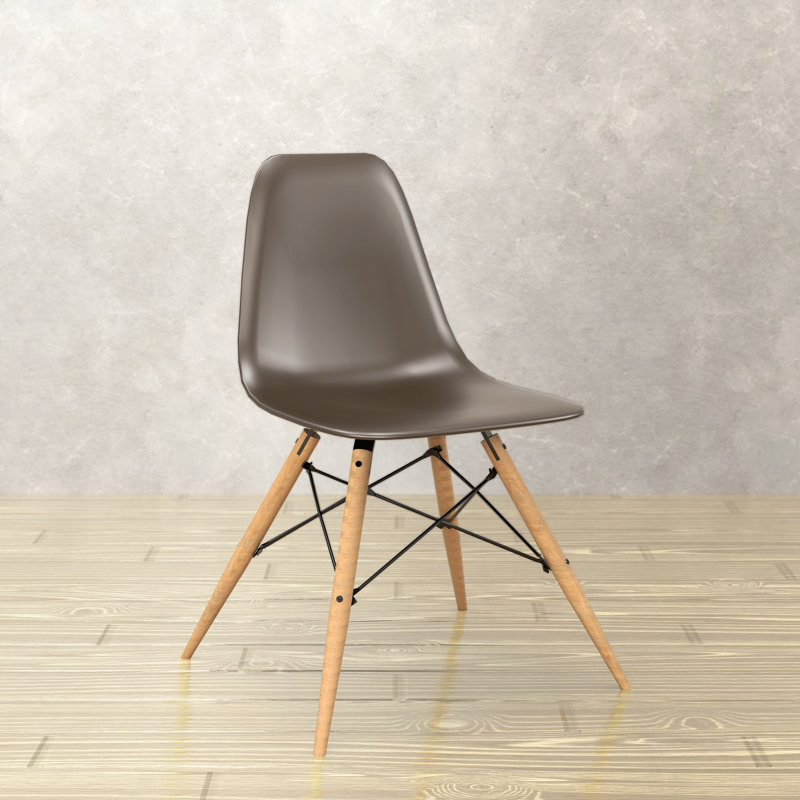 Averna Modern Side Chair with Wood Legs, Brown