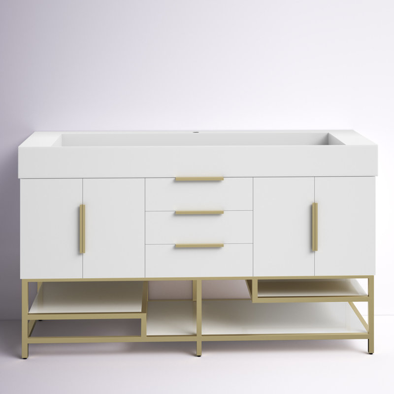 Ensemble de meuble-lavabo simple 59 po Glasgow, Blanc très luisant