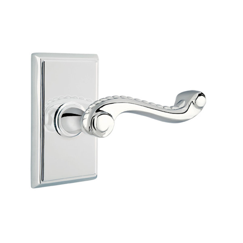Double porte faux levier avec rosette, Chrome poli, Droite