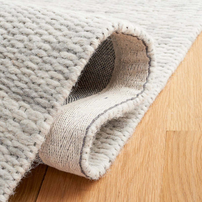 Tapis gris en laine tissé à la main Aon, Carré 6 pi