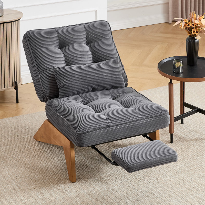 Corduroy Accent Chair with Adjustable Footrest ,Lounge Chair with Adjustable Backrest,Reading Chair For Reading Room,Living Room,Apartment, Office
