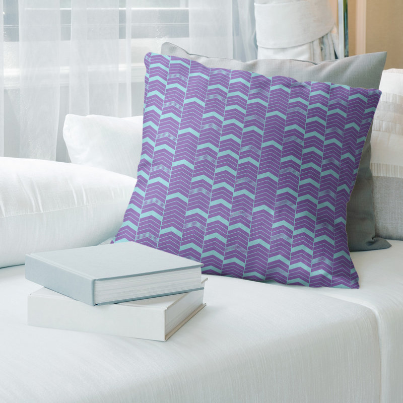 Coussin Rhonda, 18 po x 18 po, Mauve, bleu sarcelle, Simili suède