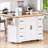 56 Inch Kitchen Island With Rubber Wood Veneer Drop Leaf, Power Outlet, 4 Door Shelves, Embossed Vertical Stripe Rolling Kitchen Cart On 4 Wheels With 6 Deep Drawers For Kitchen, Dining Room-948353506