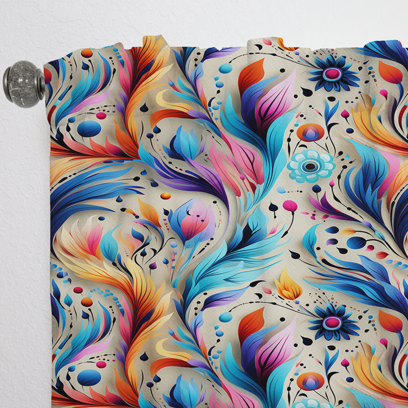 Eclectic Nomad Boho Motif III - Rideau floral - Rideau floral obscurcissant - 1 panneau, L 52 po x L 63 po
