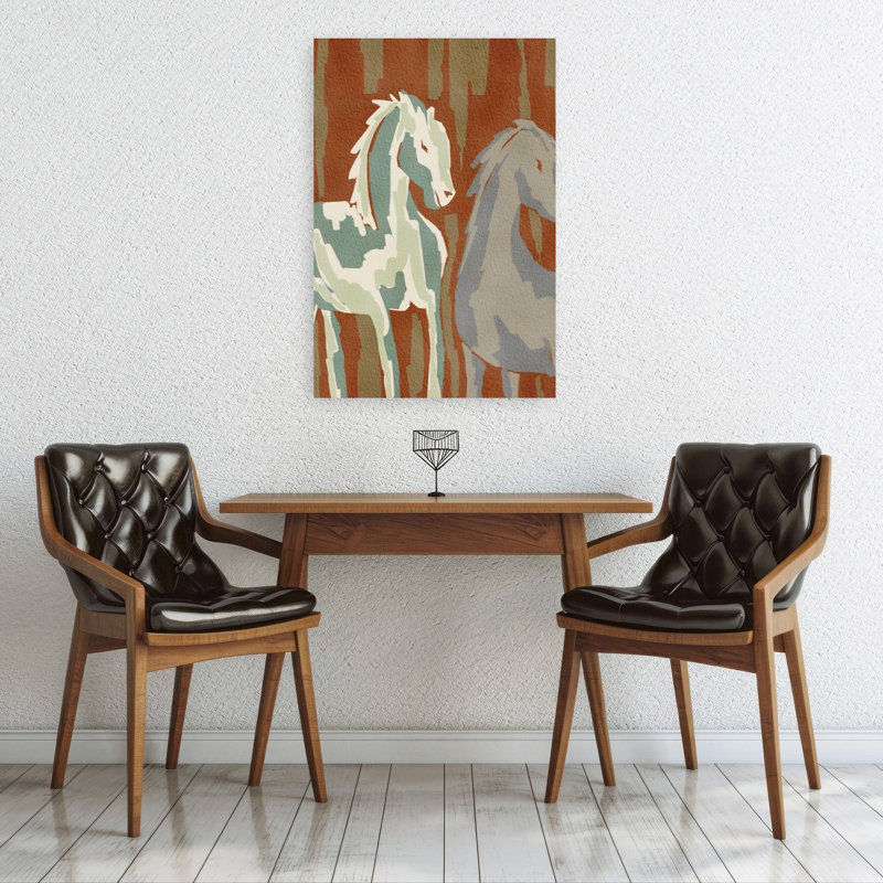 Abstrait, forêt abstraite, chevaux, cheval contemporain minimaliste, forêt, art mural