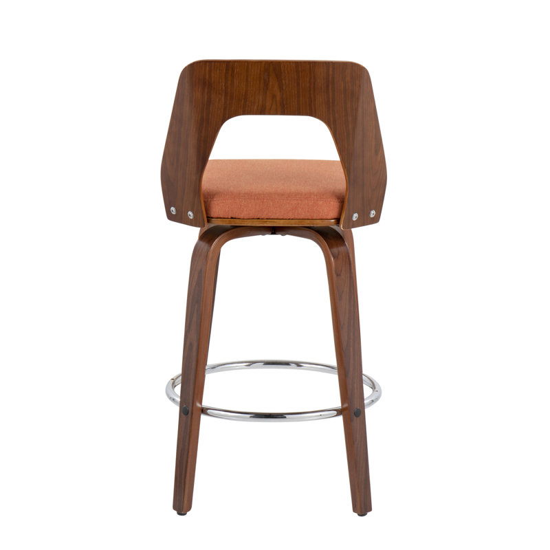 Tabouret de comptoir Trilogy Mid-Century moderne en tissu noyer et orange par Lumisource - ensemble de 2