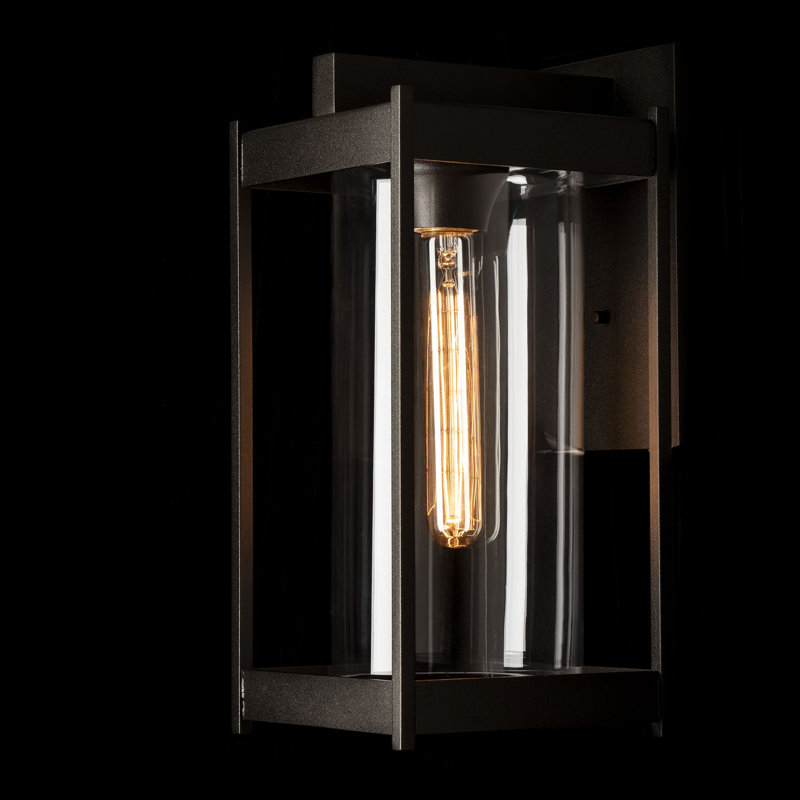 Cela Outdoor Wall Lantern, 13.6" H x 6.2" W x 7.5" D, Coastal Black, Clear Glass
