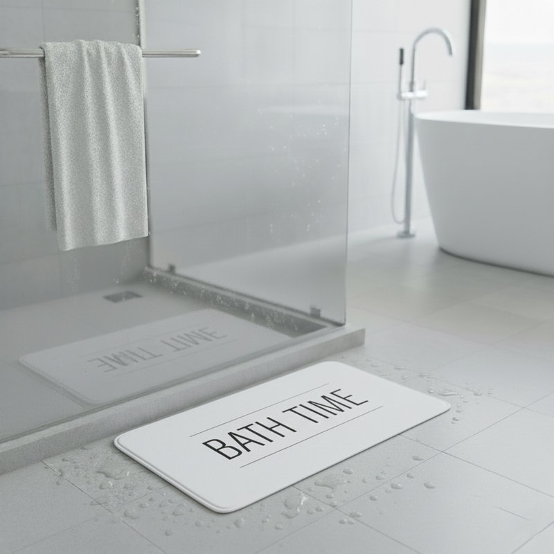 Tapis de bain en microfibre antidérapant Bath Time - 30 po x 18 po, Blanc